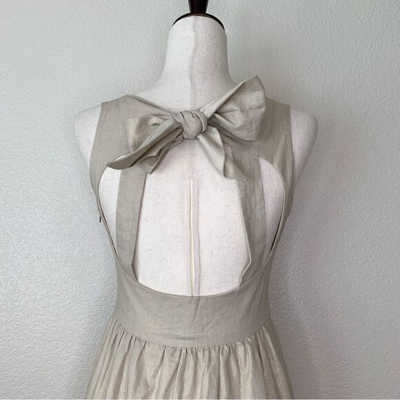 Judith March Linen Blend Square neck Bow Back Metallic Dress - Picture 8 of 13